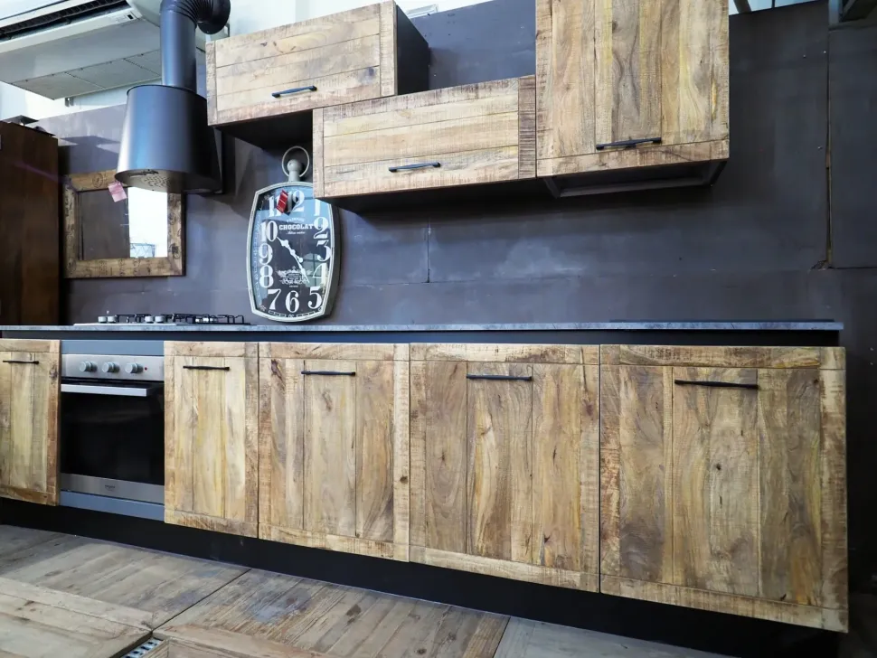 Cucina rovere chiaro industriale lineare Cucina industriale vintage in legno e ferro offerta unica Collezione esclusiva in offerta