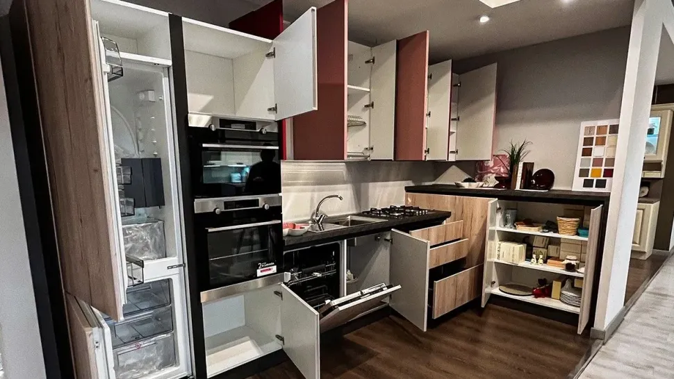 Cucina rovere chiaro moderna ad angolo Hilary Mobilturi in Offerta Outlet