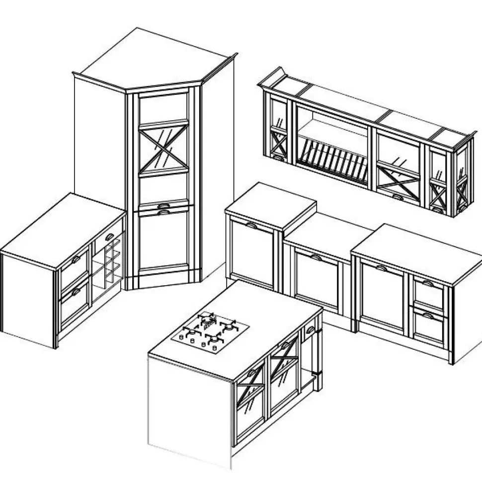 Cucina Shabby chic ad angolo Artigianale a Roma, grigio provenzale, sconto 50%.