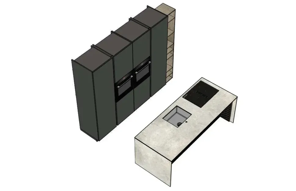 Cucina Time moderna grigia Arredo3 con isola scontata 30%