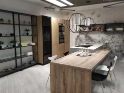 Cucina tortora moderna con penisola Xl Giemme in Offerta Outlet