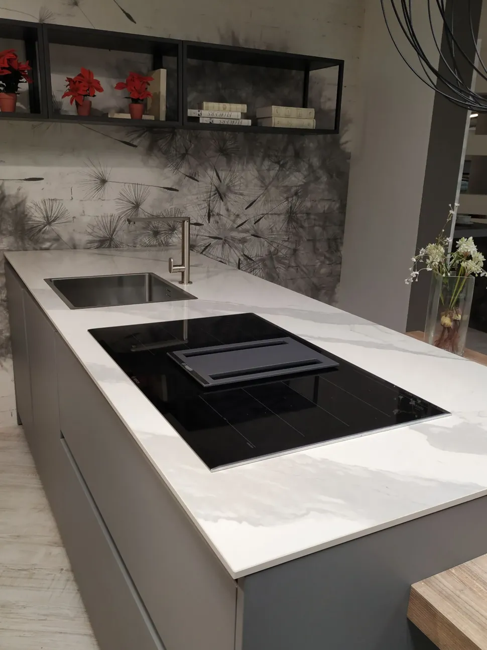 Cucina tortora moderna con penisola Xl Giemme in Offerta Outlet