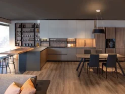 Cucina tortora moderna con penisola Diotti.com Klab 02 outlet a soli 21490 Euro