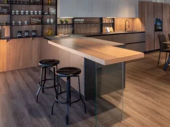 Cucina tortora moderna con penisola Diotti.com Klab 02 outlet a soli 21490 Euro