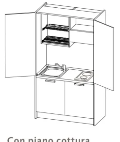 Cucina tortora moderna lineare Cucina monoblocco artica 125 Artigianale in Offerta Outlet