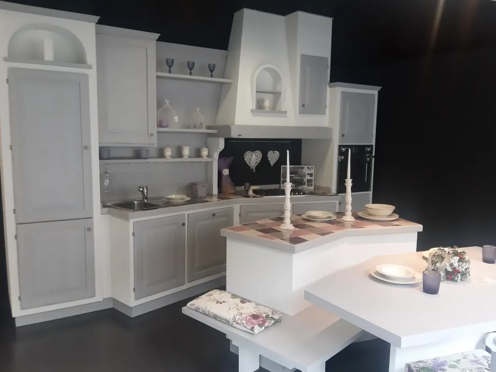 Cucina Zappalorto in muratura con isola grigia in legno Sogno di oggi