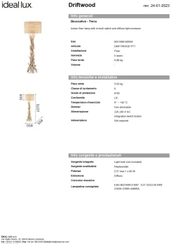 Da terra stile Etnico Lampada a piantana drift wood Ideal lux in saldo