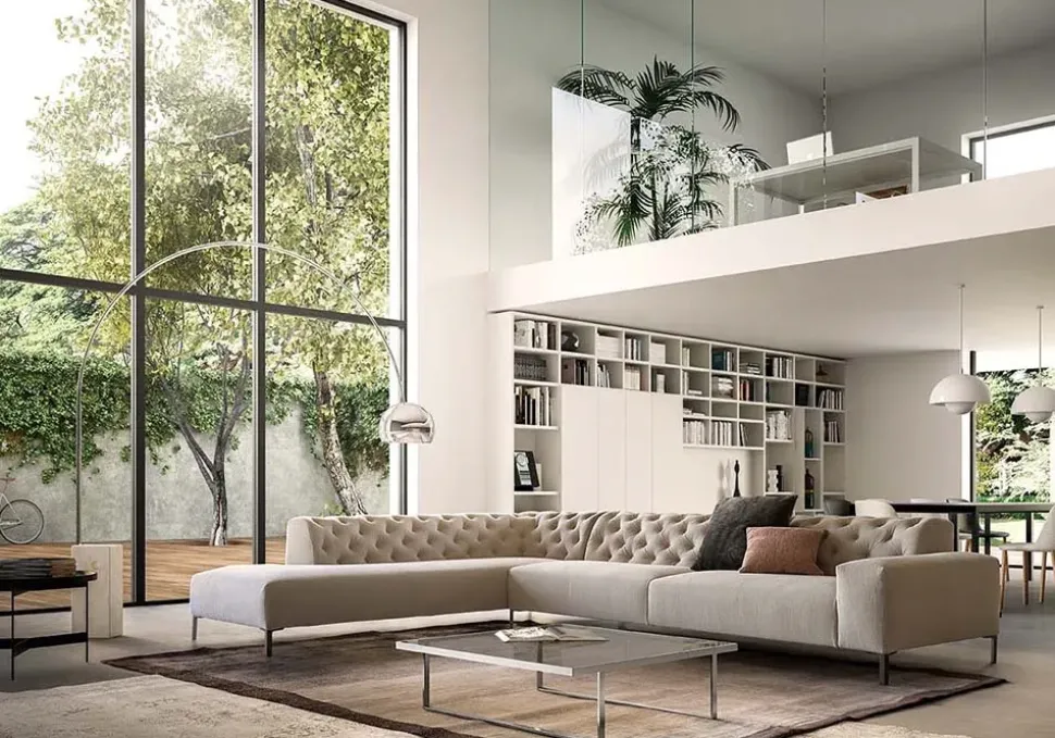 Divano angolare Boston capitonné di Pianca a prezzo ribassato