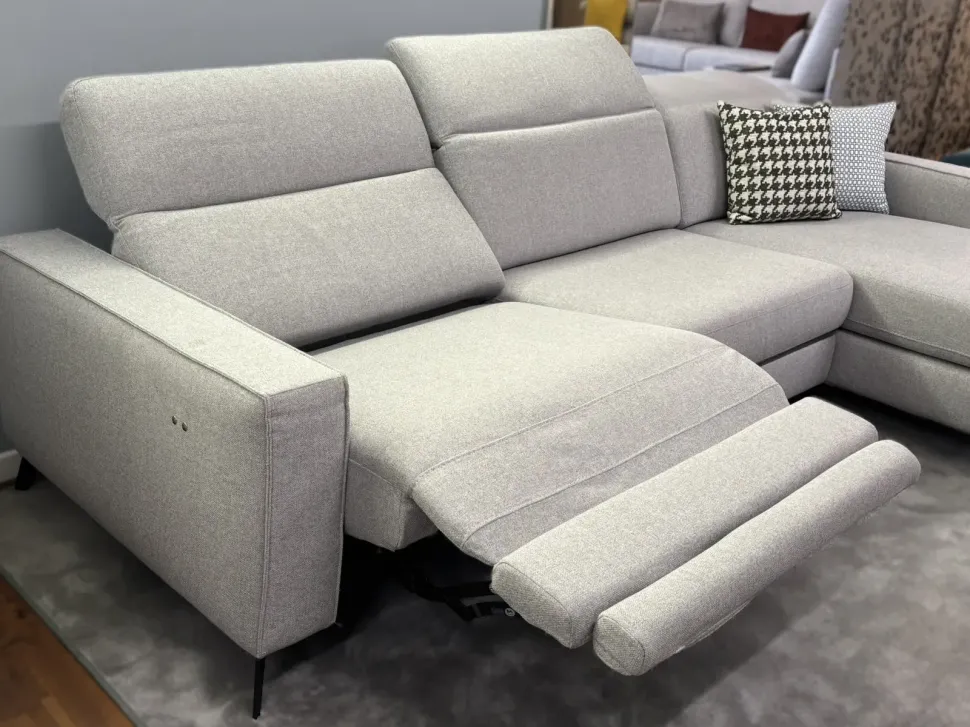 Divano angolare con relax cristofer tessuto in poliuretano Artigianale in Offerta Outlet