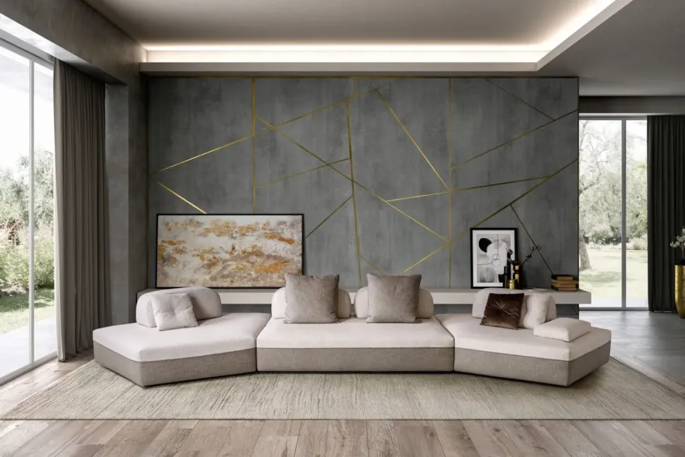 Divano angolare in Tessuto Lewis Rizzetto