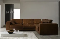 Divano angolare pelle in misto piuma Md work a prezzo scontato