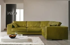 Divano angolare pelle in misto piuma Md work a prezzo scontato