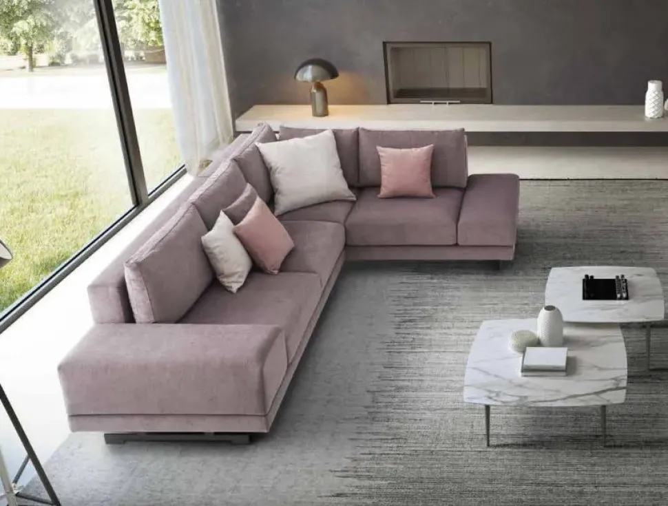 Divano angolare tessuto in misto piuma Md work in Offerta Outlet