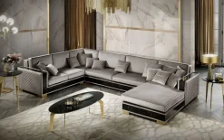 Divano angolare tessuto in poliuretano  Artigianale a prezzo Outlet