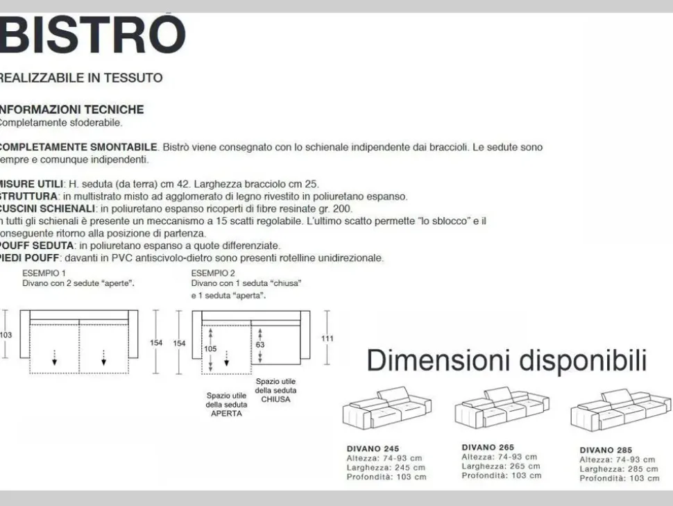 Divano Bistrò Excò a PREZZO OUTLET scontato del 17%