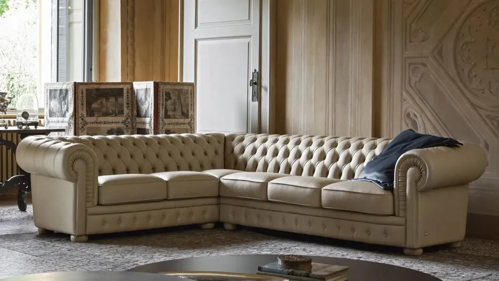 Divano classico pelle Alioth di Doimo salotti con sconto del - 30%