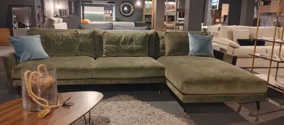 Divano con penisola Artigianale Divano barlow by domingo salotti PREZZI OUTLET sconto 50%