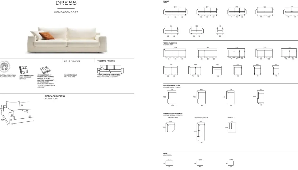 Divano Con penisola Dress Rosini a 2555 Euro