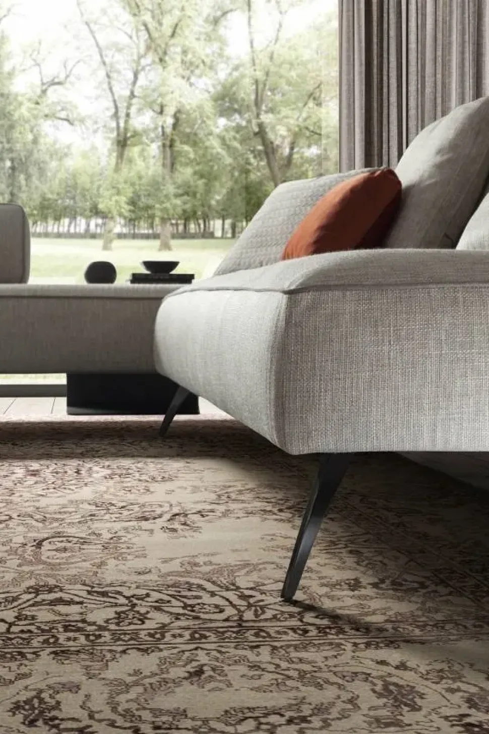 Divano con penisola in stile Design Con seduta fissa con forte sconto