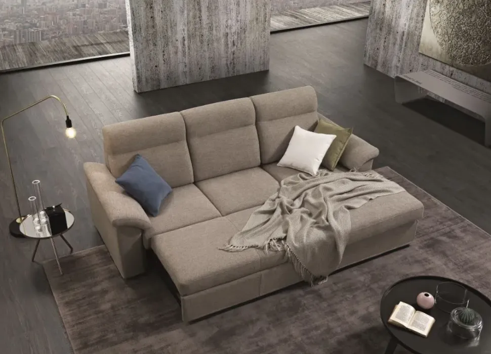 Divano con penisola in stile Moderno Con seduta estraibile con forte sconto