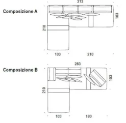 Divano con penisola Merk Fabbri salotti in Tessuto a 1760€
