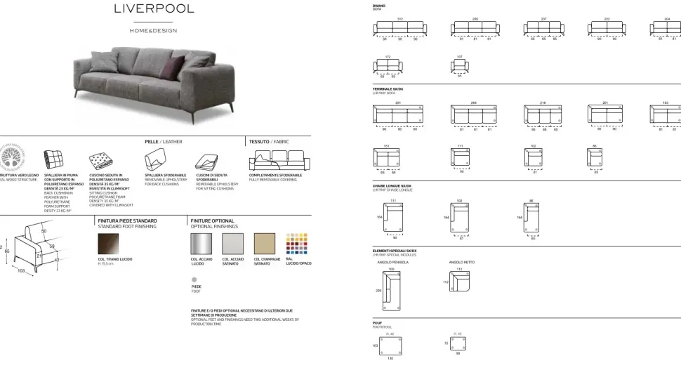 Divano Con penisola modello Liverpool di Rosini con forte sconto
