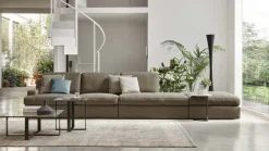 Divano con penisola tessuto modello Oxford regular di Rosini