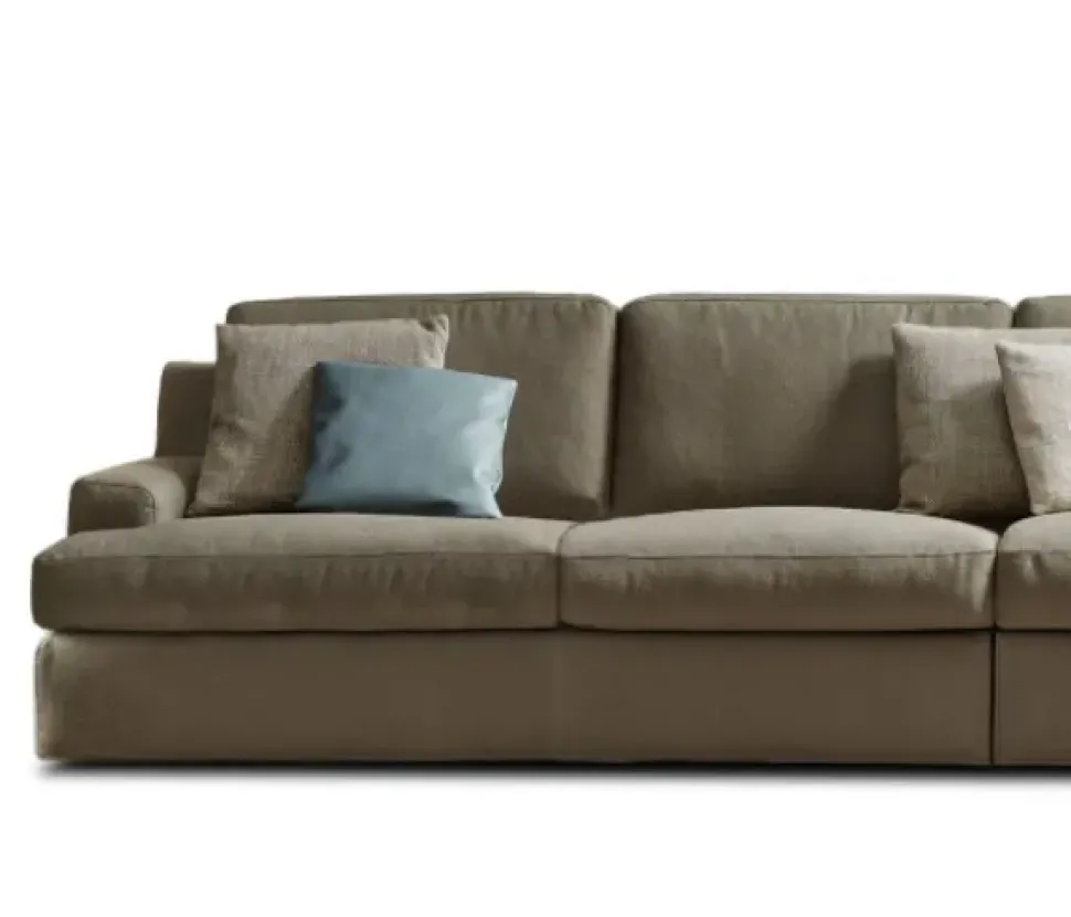 Divano con penisola tessuto modello Oxford regular di Rosini