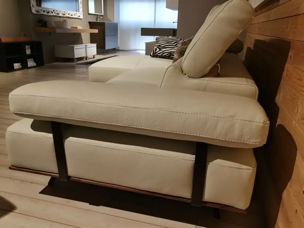 Divano in pelle con penisola New york Alpa Salotti a prezzo Outlet