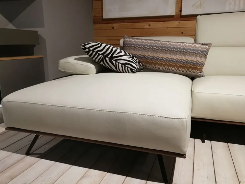 Divano in pelle con penisola New york Alpa Salotti a prezzo Outlet