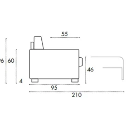 Divano letto Barbara Vis comoda in Tessuto a 1284€