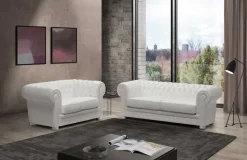 Divano Lineare Coppia di divani mod.chester in pelle spessorata in promo-sconto del 35% di Artigianale a prezzo ribassato