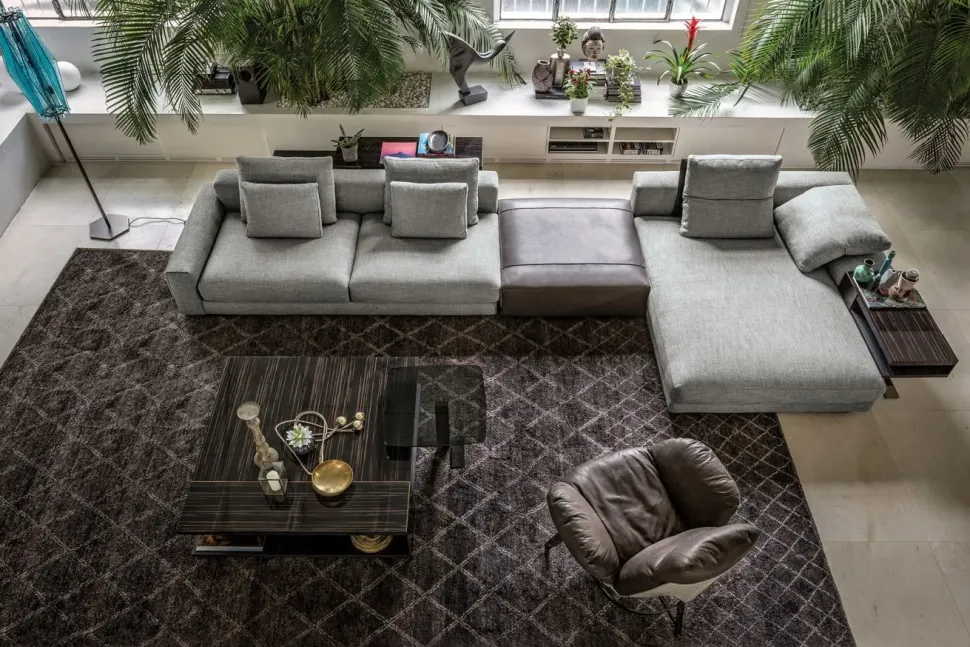 Divano Lineare in Tessuto Atlas di Arketipo