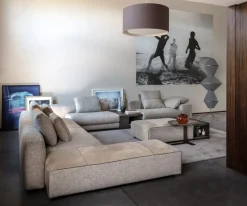 Divano Lineare in Tessuto Atlas di Arketipo