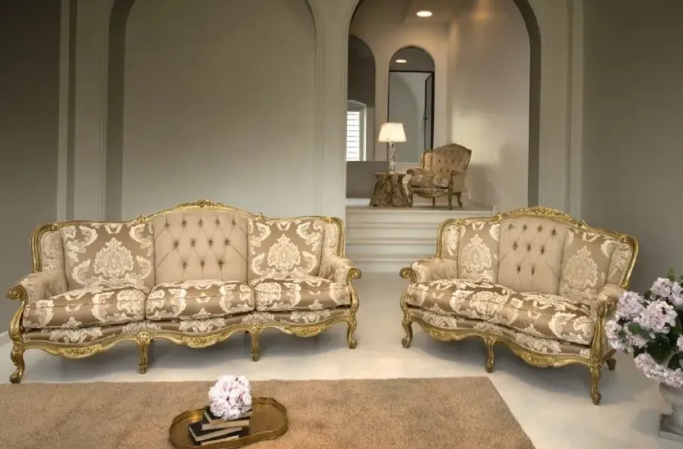 Divano lineare modello Divano leopardi foglia oro tessuto vene di Md work in offerta