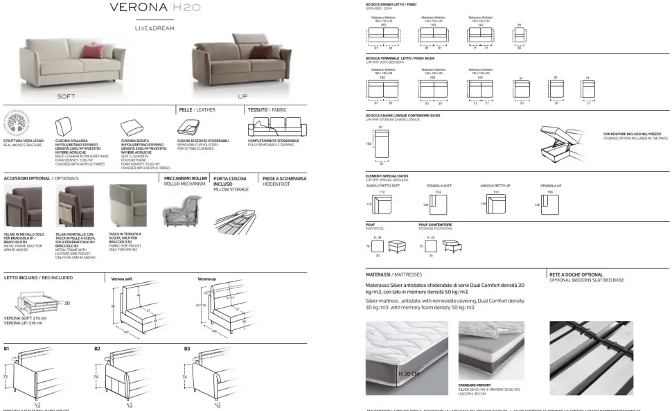 Divano Verona in Tessuto sfoderabile di Rosini scontato 30%