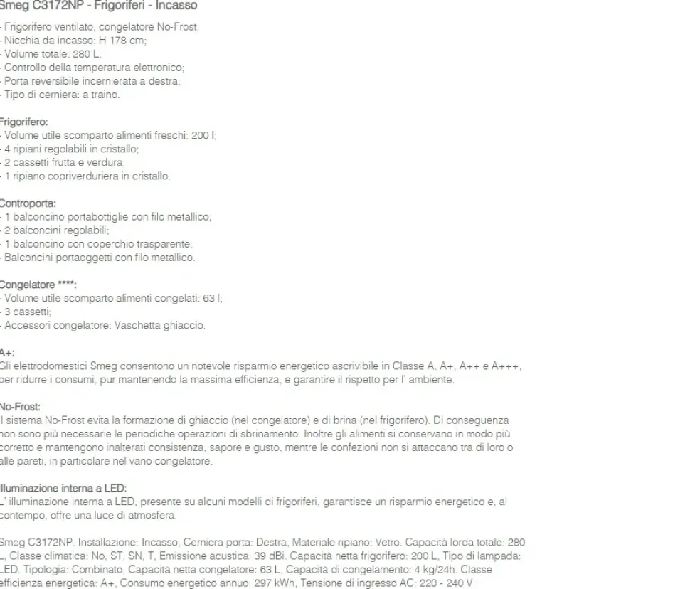 Frigorifero Smeg modello C3172np a prezzo Outlet