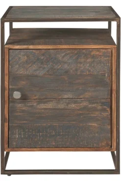 Gruppo notte Outlet etnico modello Tavolino comodino instile industriale con anta ad un prezzo mai così conveniente