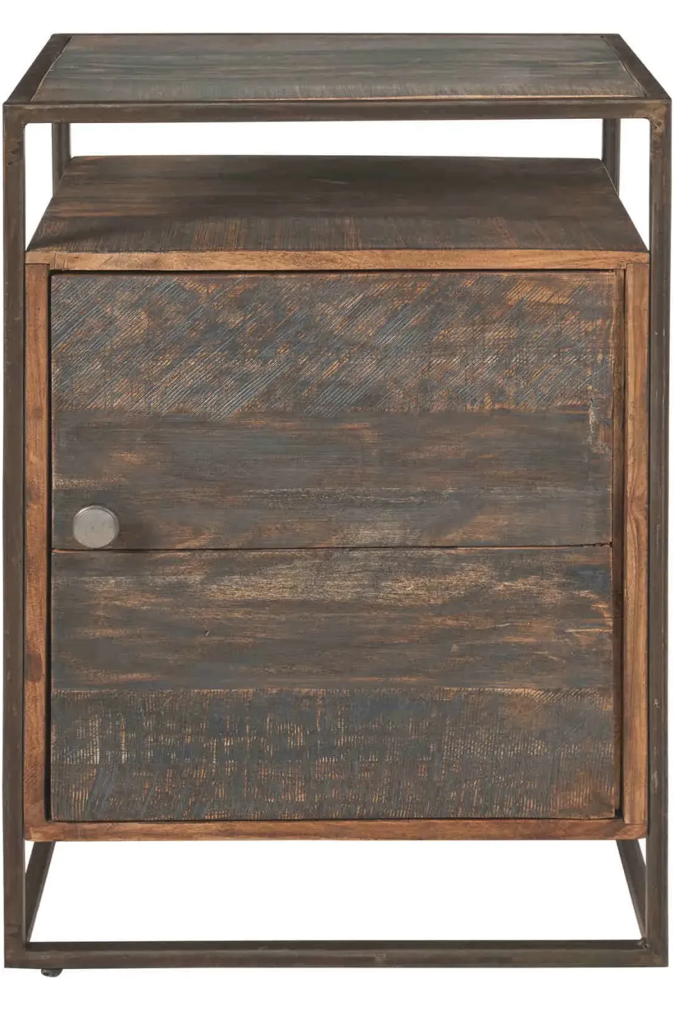 Gruppo notte Outlet etnico modello Tavolino comodino instile industriale con anta ad un prezzo mai così conveniente