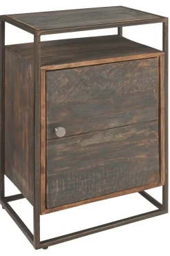 Gruppo notte Outlet etnico modello Tavolino comodino instile industriale con anta  ad un prezzo mai così conveniente