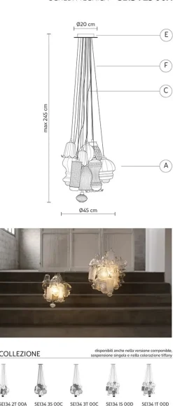 Lampada a sospensione Ceraunavolta sospensione 12 elementi  Karman a prezzo Outlet