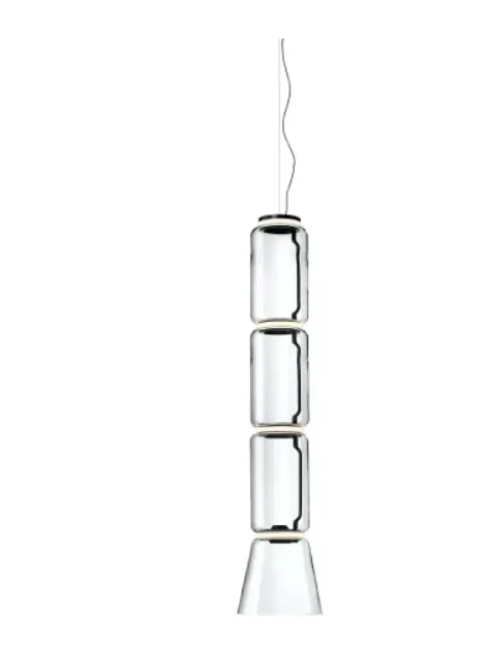 Lampada a sospensione in cristallo Noctambule suspension 3 low cylinder and cone Flos in Offerta Outlet