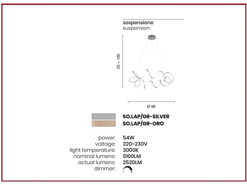 Lampada a sospensione stile Design Lap Ondaluce in offerta outlet