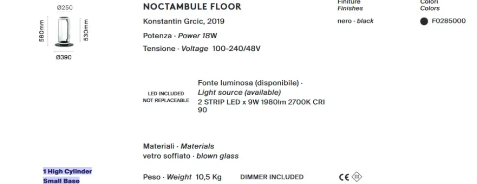 Lampada da terra Noctambule floor 1 high cylinders small base Flos a prezzo Outlet
