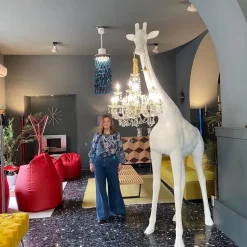 Lampada Giraffe in love design bianco Artigianale in OFFERTA OUTLET