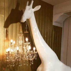 Lampada Giraffe in love  design bianco  Artigianale in OFFERTA OUTLET