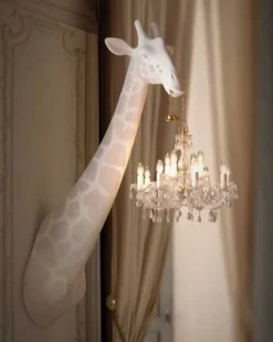 Lampada Giraffe in love  design bianco  Artigianale in OFFERTA OUTLET