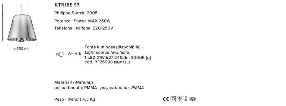 Lampada Ktribe s3 trasparente Flos in OFFERTA OUTLET