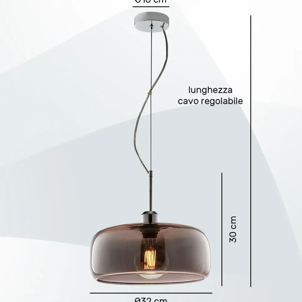 Lampada Muse leolux sospensione vetro fume' Collezione esclusiva in OFFERTA OUTLET