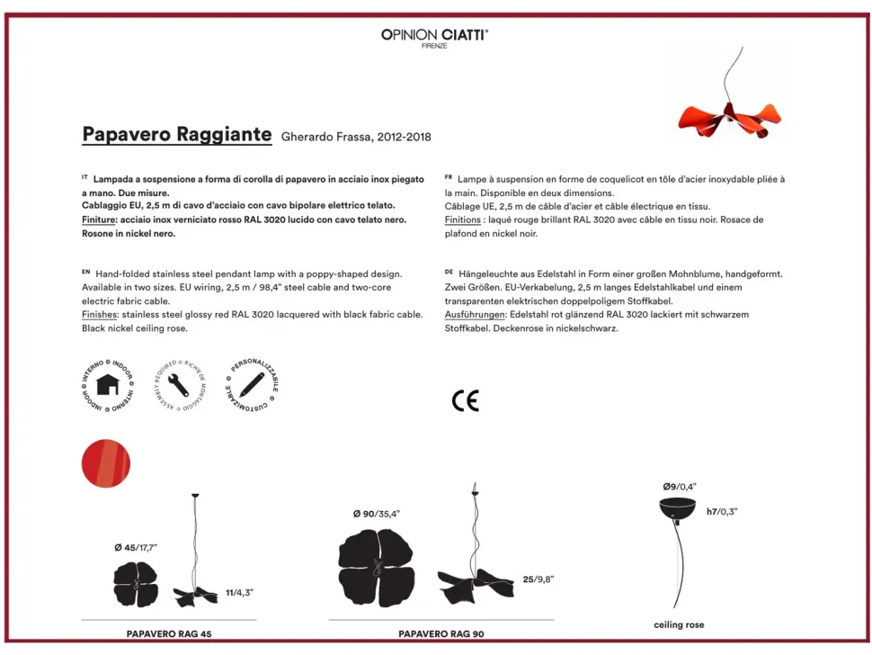 Lampada Papavero raggiante rag 9 Opinion ciatti in OFFERTA OUTLET